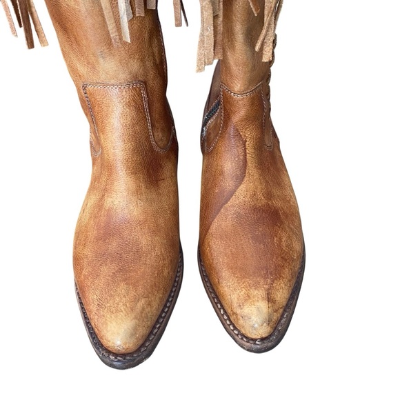 Bed Stu Knee High Fringe Cognac Leather Boots size 7 like new - Picture 5 of 11